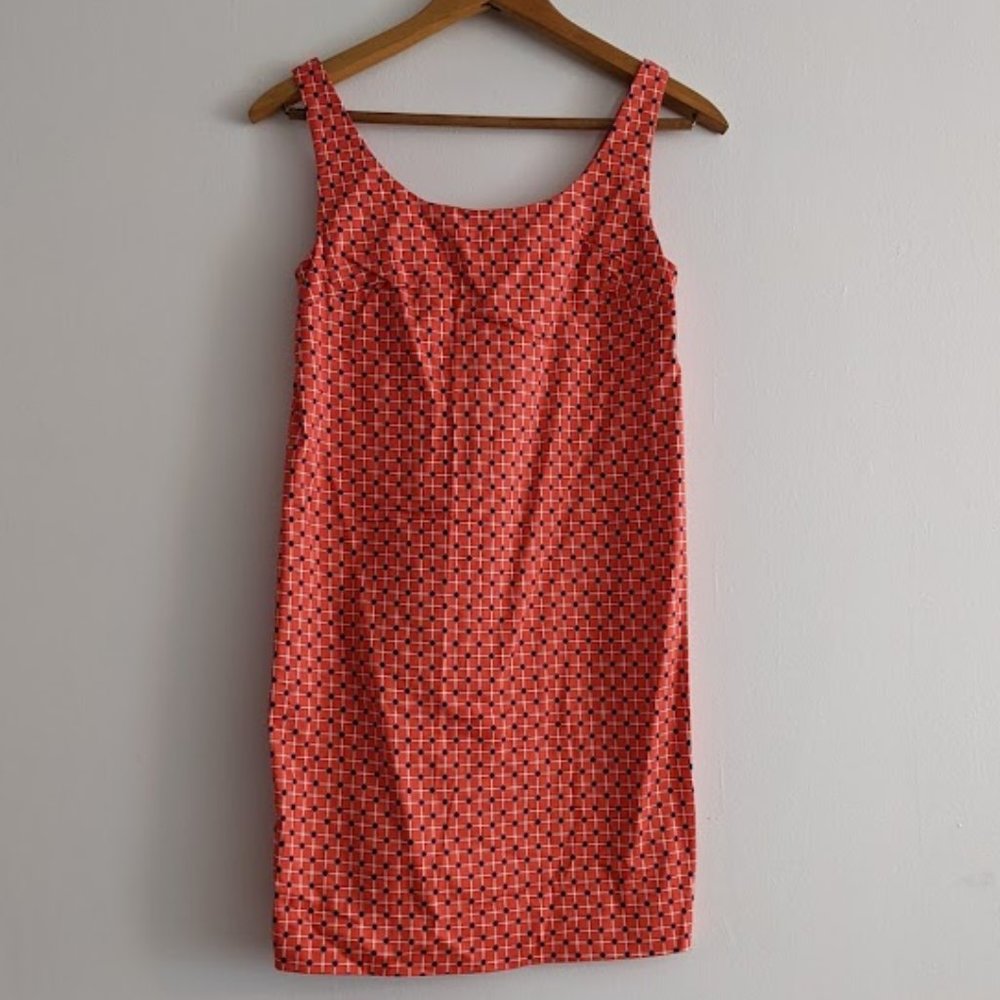 Joe Fresh Orange/Navy/White Patterned Shift Dress XS